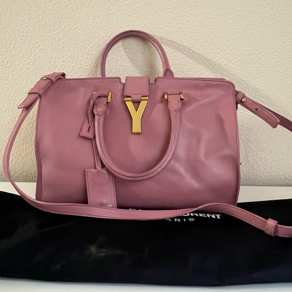 SAINT LAURENT LIGHT PINK LEATHER Y CABAS SHOULDER BAG - Picture 1 of 10